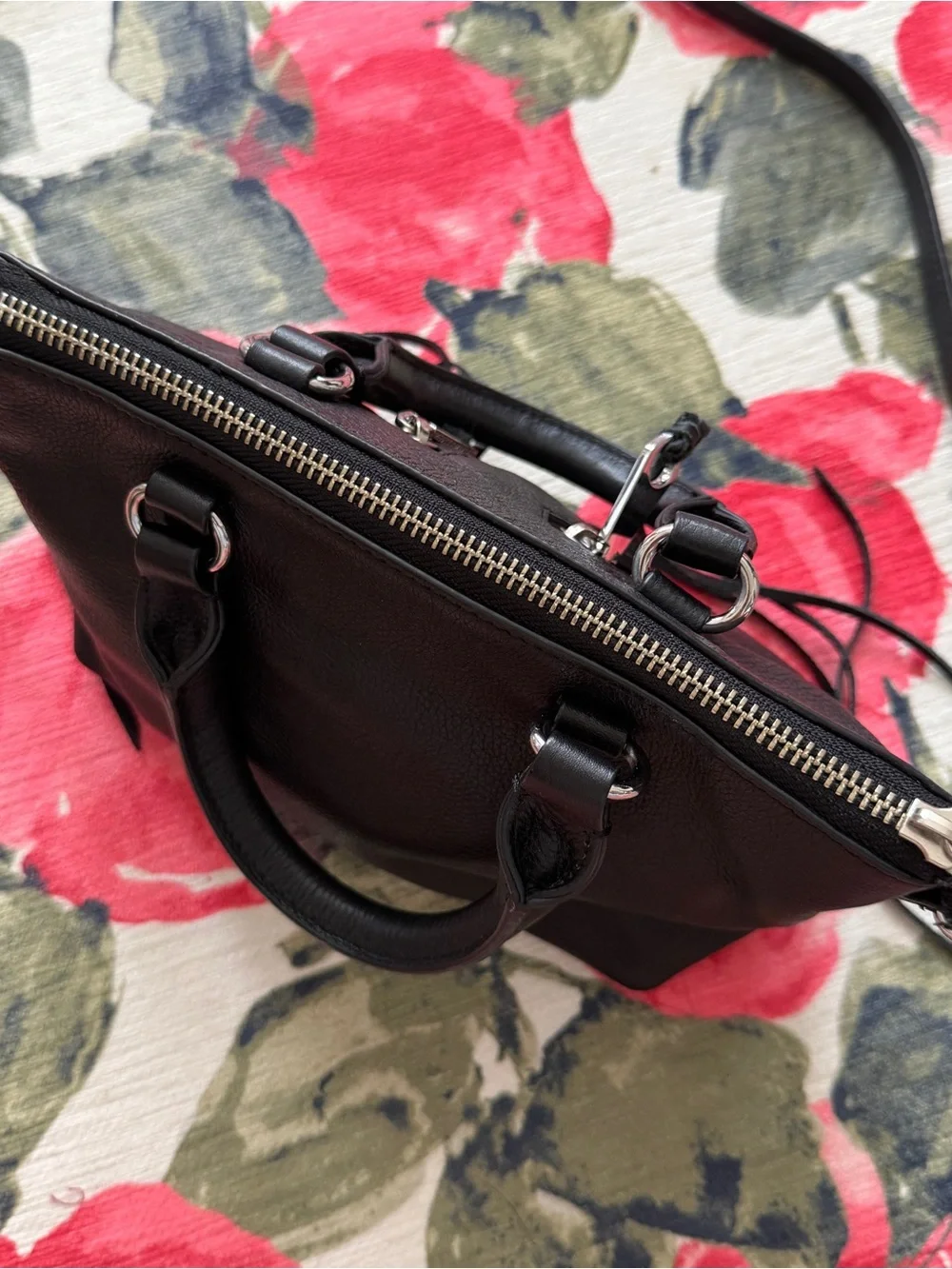 Rebecca Minkoff Micro Moto Black Leather Satchel